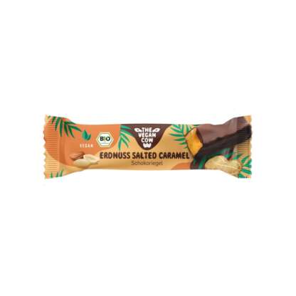 Baton de Ciocolata Bio Vegan cu Arahide si Caramel Sarat The Vegan Cow 40 g