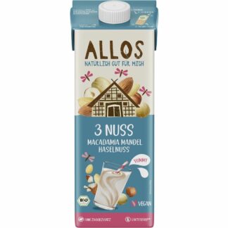 Bautura Vegetala Bio cu Macadamia,Alune si Migdale Allos 1 l