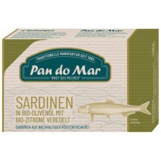 Sardine in Ulei de Masline Bio cu Lamaie Pan do Mar 120 g